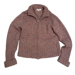 Vintage Calvin Klein chunky knit full zip sweater merino wool pink women’s large
